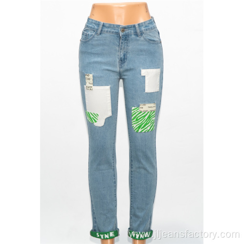 Custom Patchwork Textured Jeans Wholesale